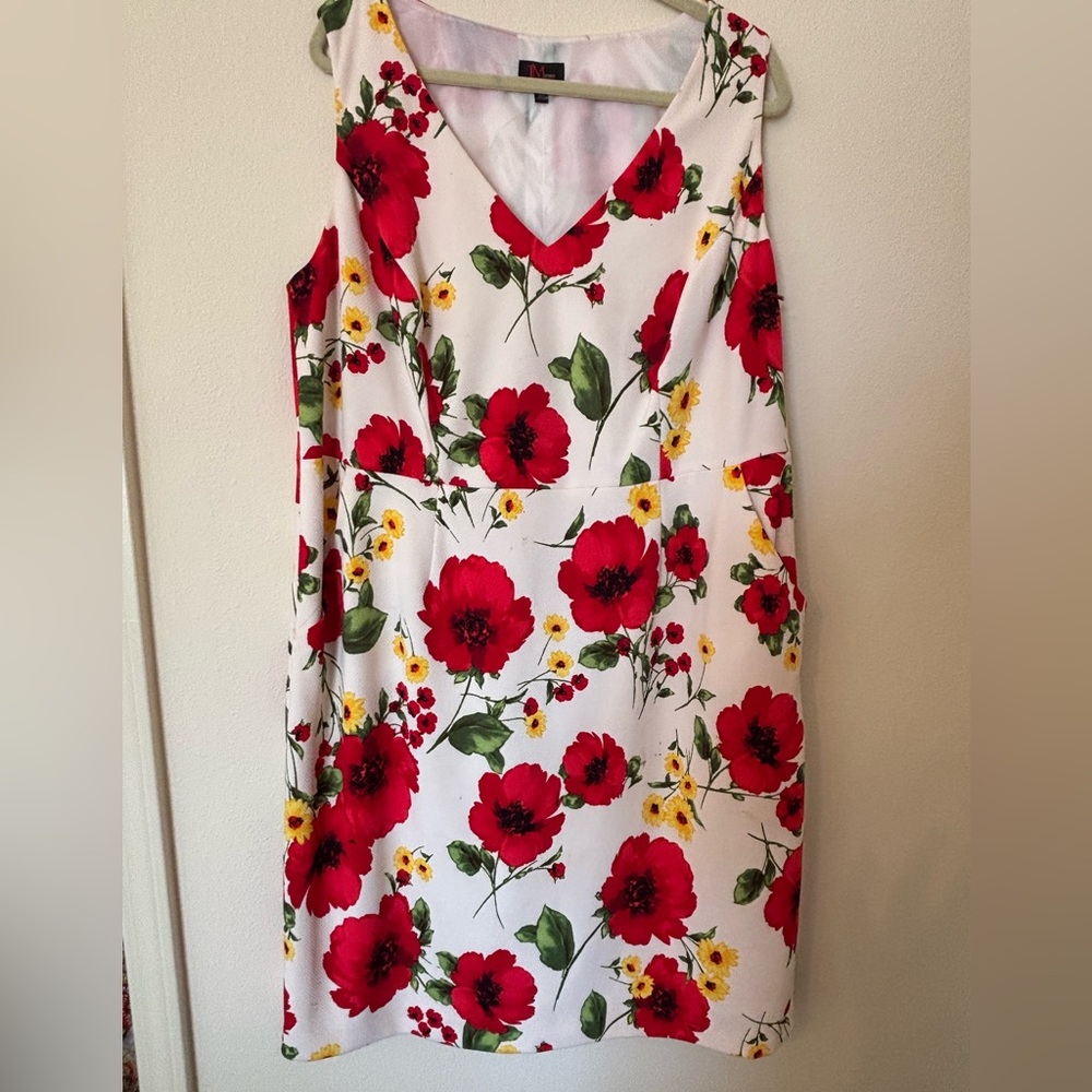 Floral Red and White Midi Dress